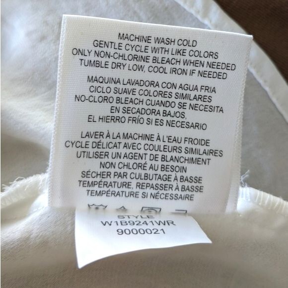 ELLEN TRACY Sheer White Long Sleeve V-Neck Blouse Gold Accents Loose size S - Picture 9 of 9